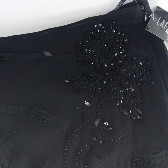 Lafayette 148 Black Silk Textured Skirt Petite 2 - Picture 3 of 6